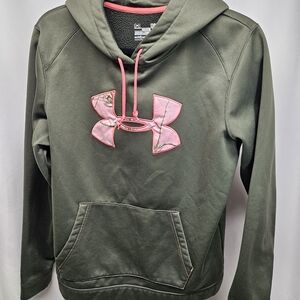 Under Armour Green Hoodie with Pink Logo